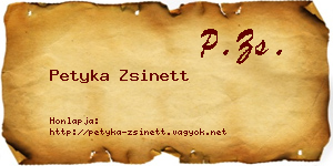 Petyka Zsinett névjegykártya
